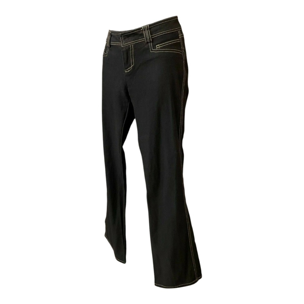 Cache Womens Top Stitched Low Rise Flare Leg Denim Jeans Size 0 Black Cotton - Picture 5 of 13